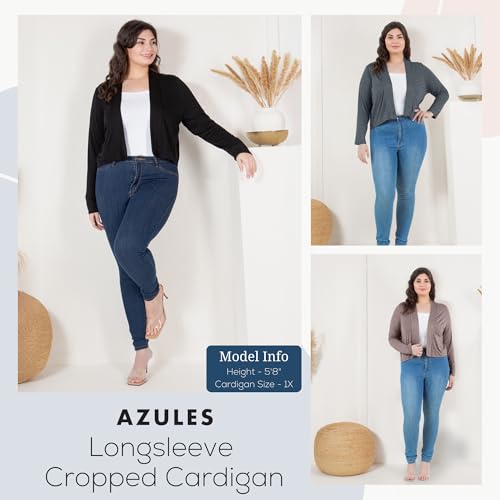 Image of Azules Cropped Cardigan for Women, Open Front Drape Lightweight Sweater Long Sleeves Women's Cardigans