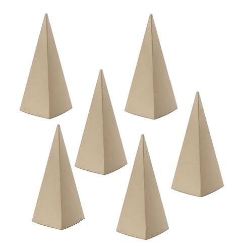 Pack of 6 Small Paper Mache Triangle Cones for Crafting and Holiday Tree Displays by Factory Direct Craft (10-1/2 Inches)