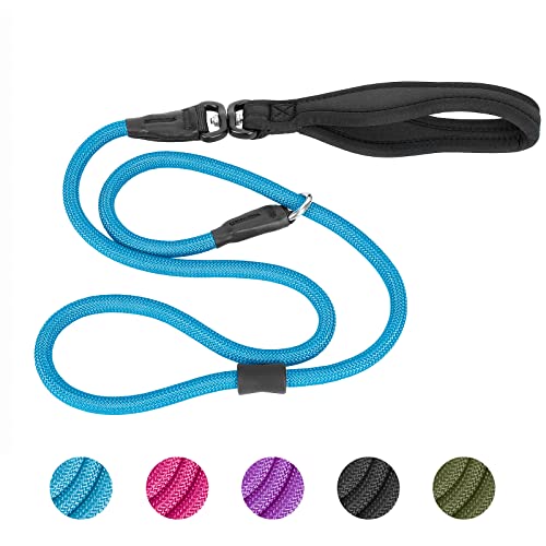 Robuste Drehleine Hundeleine (1,2 m) - langlebige Nylon-Hundeleine [360° Anti-Verheddern] mit Gummistopfen und gepolstertem Griff - kein Ziehen, für kleine, mittelgroße und große Hunde, 1,2 m, Blau Cover