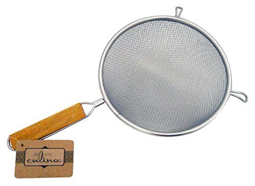 Culina 8 Double Mesh Strainer, Stainless Steel, Wooden Handle by Culina