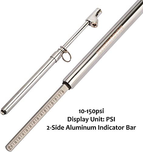 Image of MEASUREMAN Heavy Duty Dual Head Truck Tire Gauge 10PC, Solid Brass Body, Aluminum Slide, with Hook, Range 10-150psi
