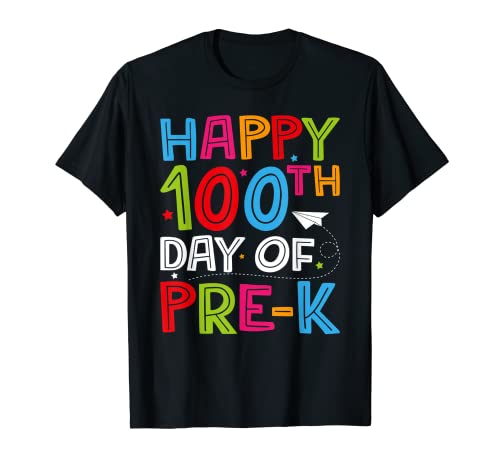 Happy 100th Day of Pre-k School Teacher Boys Girls 100 Days T-Shirt