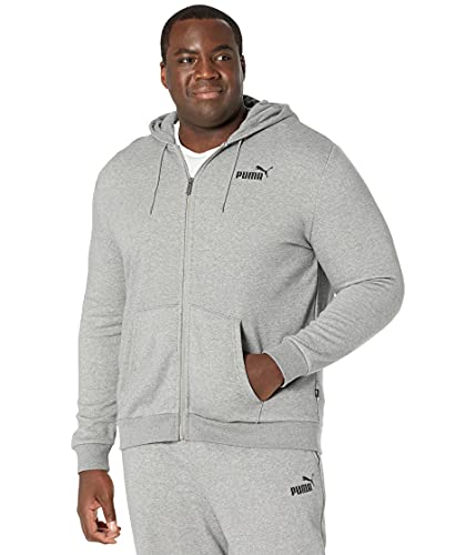 PUMA Men's Essentials Small Logo Full Zip Fleece Hoodie Bt Hooded Sweatshirt, Medium Gray Heather, 3XL Big Tall