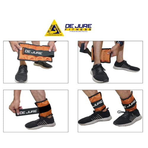 Image of De Jure Fitness Adjustable Ankle & Wrist Weights Pair (0.5KG x 2) for Men & Women | Strength Training, Walking, Running, Workout, Yoga | Comfortable, Durable | Orange - 1KG