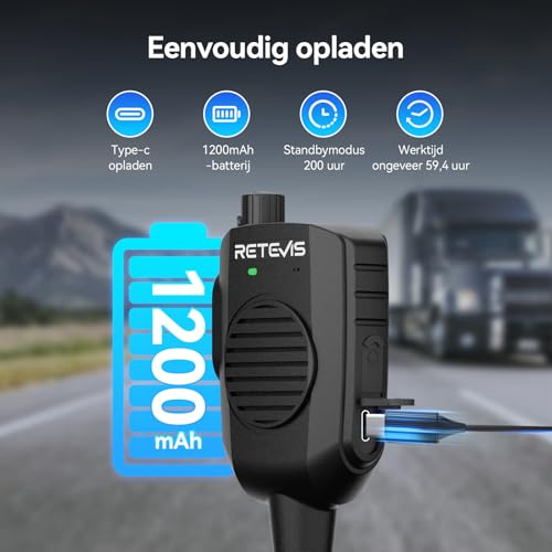 Retevis HA1UV Funkgerät Mikrofon mit Lautsprecher,IP54 Wasserdichtes Funkgerät mit Handmikrofon,Lautsprecher Mikrofon Kompatibel Ailunce NR40 HA2 HD2 RT29 NR630S RT648 NR630 RT87(1 Pack)
