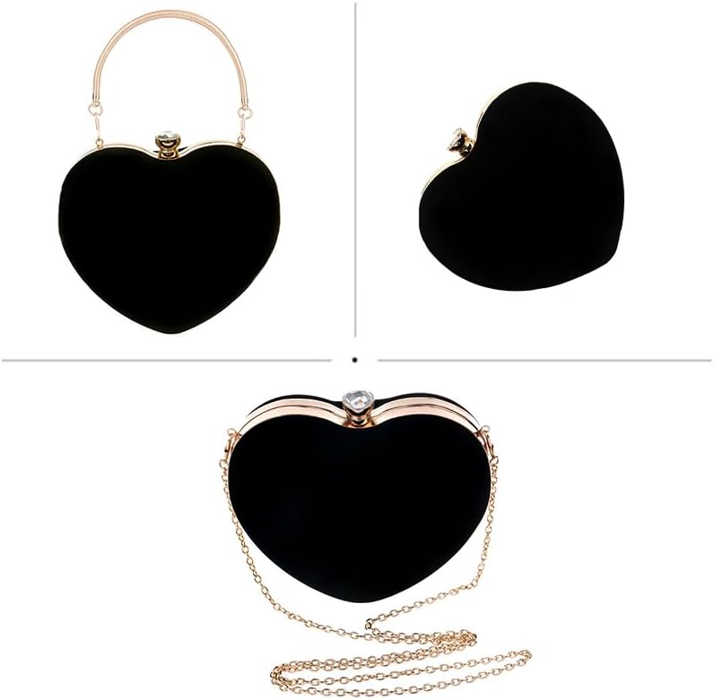 Women Heart Shaped Clutch Handbag Wedding Party Evening Bag Mini Chain Purse Cocktail Prom Tote Shoulder Bag - Image 4