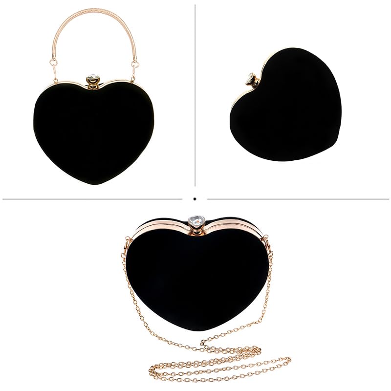 Bolso de mano de mujer en forma de corazón mini clutch con cadena miniatura 5