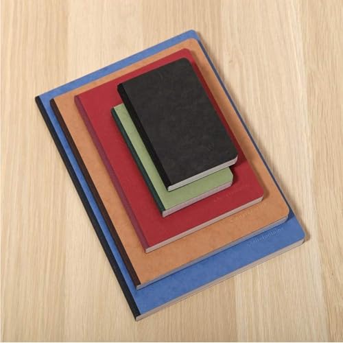 Clairefontaine 795461C - Heft / Notizbuch AgeBag DIN A5 14,8 x 21 cm, mit Leinenoptik, liniert 96 Blatt, Schwarz, 1 Stück