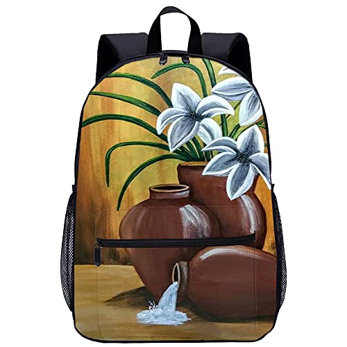 Sac à dos Collège grand format 45x30x15cm imprimé fleur 3D tendance pour homme et femme