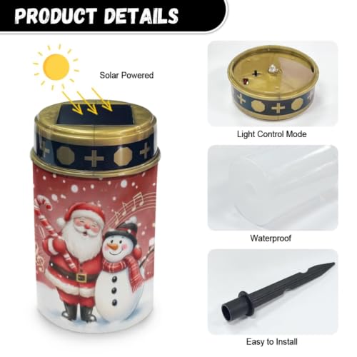 Image of Christmas Solar Memorial Lights for Graves 2 Pcs | Christmas santa outdoor flameless candle lamp, waterproof solar eternal lights for grave memorial gift