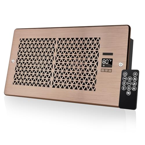 MATULSA Register Booster Fan for 6 x 12 Register Holes with Remote Control and Thermostat 10-Speeds AC Vent Booster - Improves Heating&Cooling Airflow Quiet Air Duct Fan for Wall Bronze