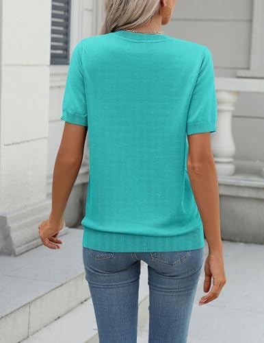 Image of Zeagoo Womens Summer Short Sleeve Tops Crew Neck Lightweight Pullover Sweaters Loose Dressy Casual Blouse Basic Clothes