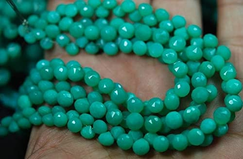 Chrysoprase pour création de collier en perles de calcédoine verte facettées de 7 à 8 mm