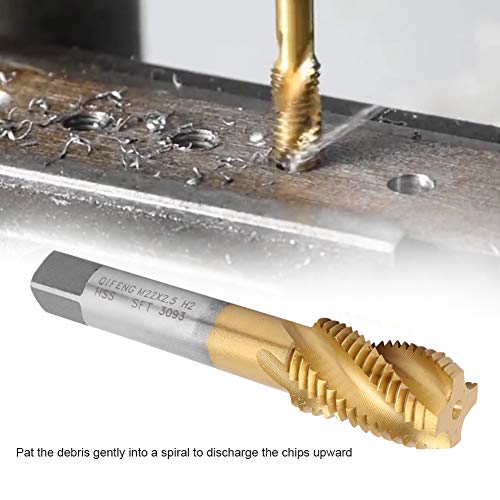 Macho de flauta en espiral M22 x 2,5 mm para roscar metal en agujeros ciegos 6