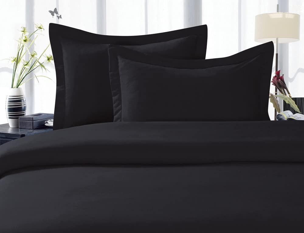 Drap de lit égyptien ultra doux noir de taille King avec housse et taies d'oreiller de luxe 4 pièces