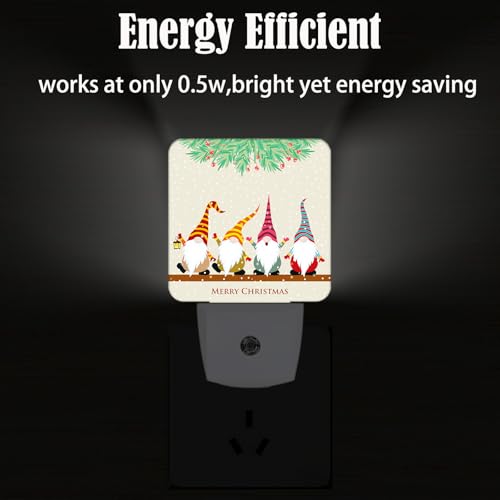 Image of Christmas Gnomes Night Light,Plug-in Nightlights Auto Sensor Night Lamp Dusk to Dawn Lamp Home Decor for Nursery Children Girls Boys