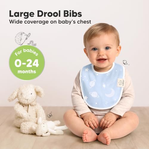 Image of KeaBabies 8-Pack Organic Baby Bibs for Drooling and Teething (Constellation) | Soft Cotton Bibs for Baby Girl, Boy, Extra Absorbent, Easy to Clean & Put On, Toddler, Newborn, Infant 0-24 Months