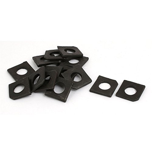 Aexit M10 Industrial Quality Parts Carbon Steel Square Locking Washer Gasket Black 15pcs Model:93as512qo107