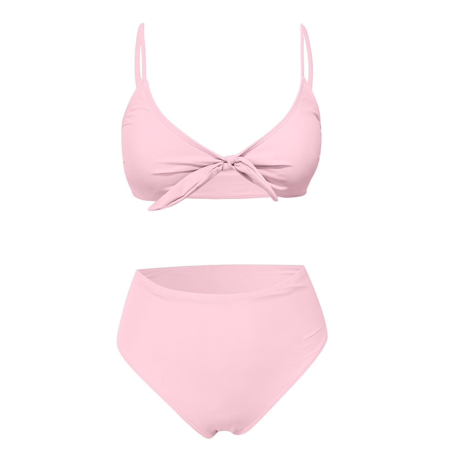 Maillot de Bain Femme 2 Pieces Ensemble Bikini Taille Haute Ventre Plat Push Up Col en V Deux Pièces Haut Triangulaire Bretelles Larges Swimwear Élégant Swimsuit Beachwear Été