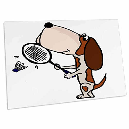 3dRose Desk Pad con diseño Basset Hound y bádminton