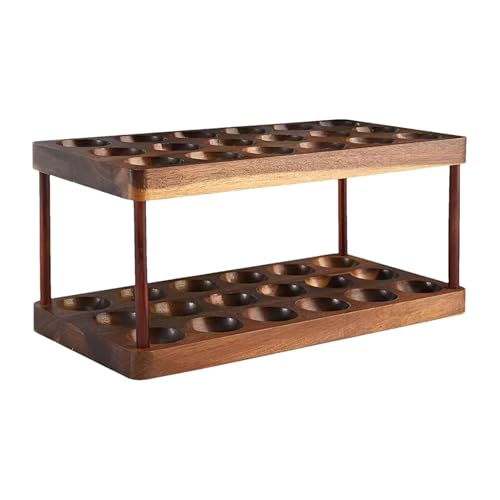 Huevera de Madera Portátil Apilable de Cocina - Cesta Bandeja de Ahorro de Espacio para Contenedor de Huevos