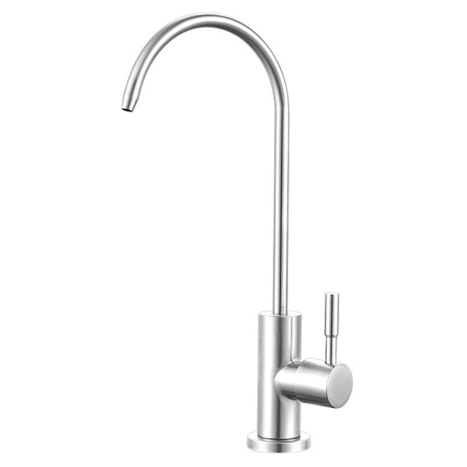 WDSOPK Kitchen Drinking Water Tap Swivel Stainless Steel Water Filter Tap Only Cold Water Direct Drinking Tap-Black (Drawing A)