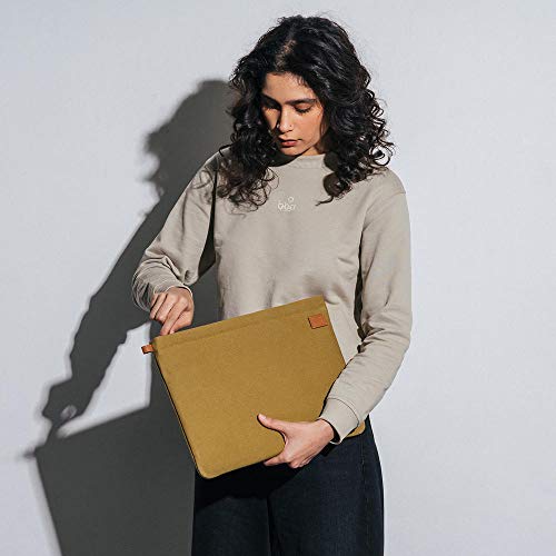 Image of DailyObjects Solid Skipper Sleeve | Stylish Durable Poly Cotton Canvas Material for Laptops & iPads | Zip Closure & Soft Cotton Inner Lining with Printed Slip Pockets