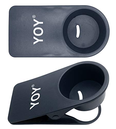 YOY Drink Cup Holder Clip - Table Desk Side Water Glass Beer Bottle Beverage Soda Coffee Mug Holder Cup Saucer Clip Design for Home Office, Black