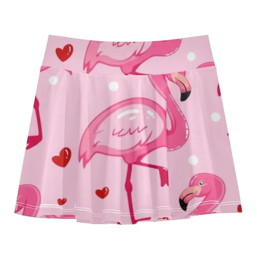 Tennis Skirts Kids Cute Flamingos Pink Girls Skorts Athletic Shorts Children Butterfly Skirt 4t