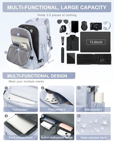 Image of winspansy Vacuum Backpack Travel Essentials with Air Pump Compression Bags for Travel Carry on Flight Approved Seal Vacpack Personal Item Backpack with Vacuum System for Women Men Gray