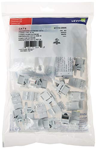 Leviton 61110-JW6 eXtreme 6+ QuickPort Connector, Cat 6, White, 150-Pack, Kitted with Jack Rapid Tool