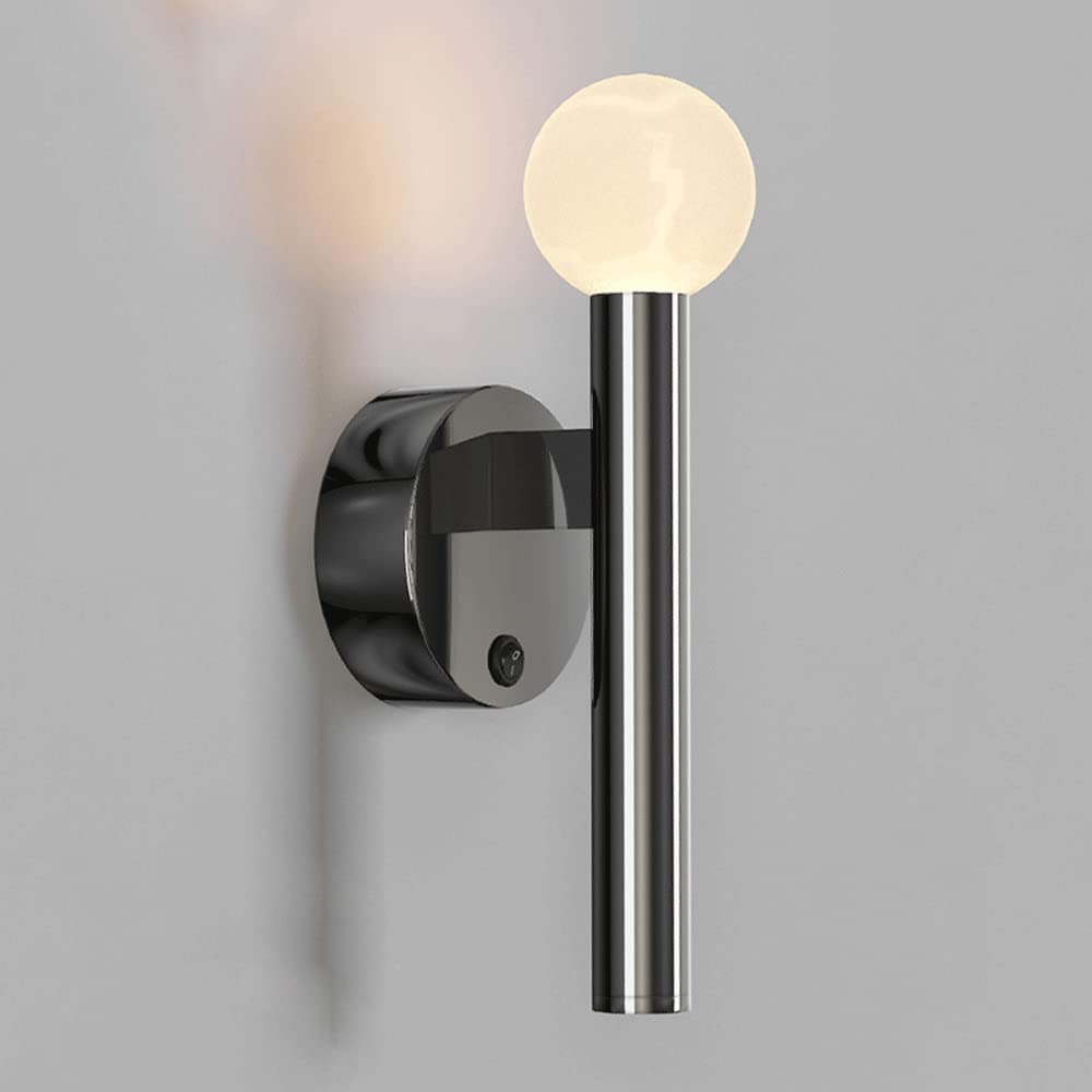 Luz de pared LED moderna con pantalla acrílica esférica y diseño de tubo de aluminio