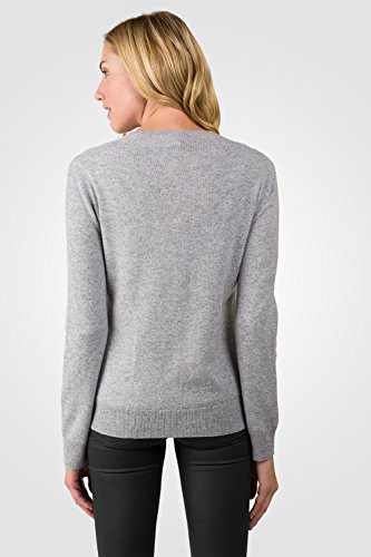 Image of JENNIE LIU Women's 100% Cashmere Button Front Long Sleeve Crewneck Cardigan Sweater