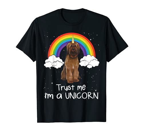 Rainbow Briard Trust Me I'm A Unicorn Dog Maglietta