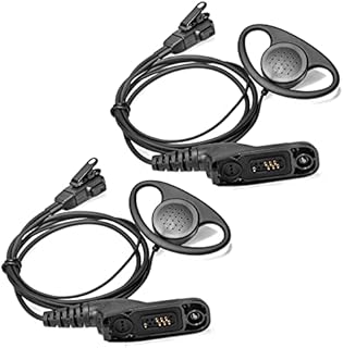 HYSHIKRA Walkie Talkie Earpiece Headset Compatible with Motorola DP3400 DP4400 DP4800 DGP4150 XiR-P8200 Xpr-6300 Radio, D Shape (2 Pack)