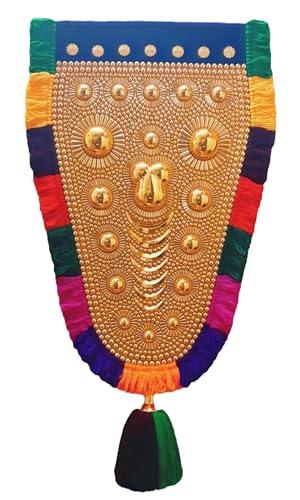 Image of BUNNY BEAR | 2.50 Feet(76 CM) Kerala Nettipattam Wall Hanging | Gold Plated Elephant Caparison | Traditional Kerala Handicraft Decorative Art for Home, Pooja Room & Gift Decor