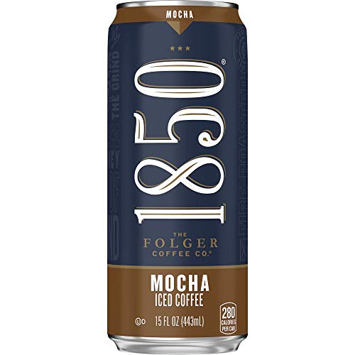 1850 By Folgers Coffee Mocha Flavored Iced Coffee Beverage, 15 Fluid Ounces (Pack of 12), Ready To Drink