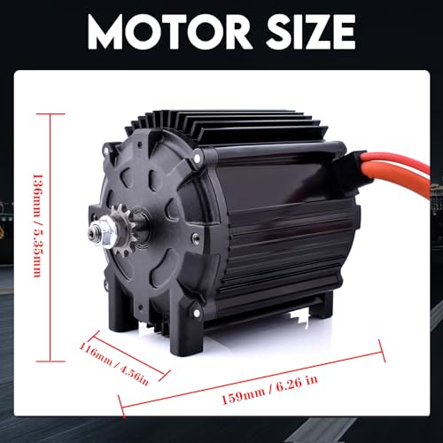 Kunray Electric Brushless DC Motor 72V 5000W Electric Dirt Bike Motor Peak 6900rpm for Go Kart Razor Upgrade Kit Motorcycle and More (Upgraded Brushless DC Motor, 72V 5000W) - Thumbnail 6