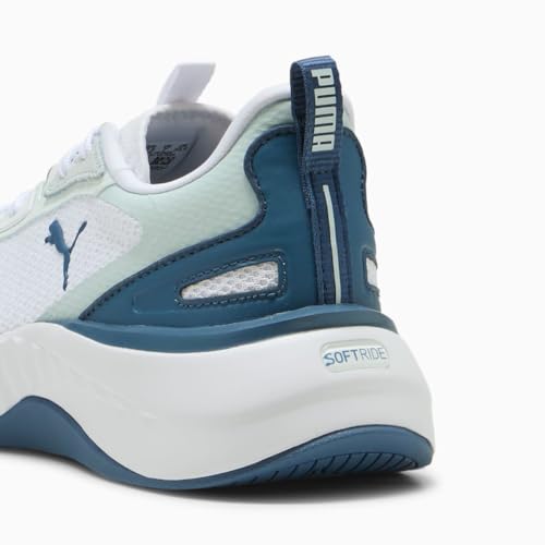 PUMA Women's SOFTRIDE SERA Cross Training Shoes Sneaker, White-Dark Indigo-Sea Glass, 10