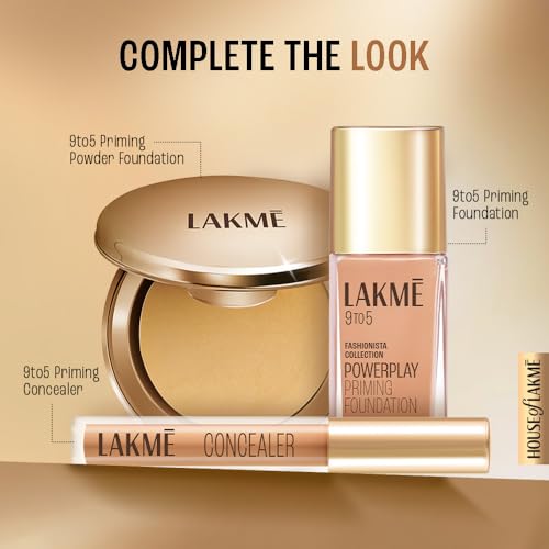 Image of Lakme 9 to 5 Primer with Matte Powder Foundation Compact, Natural Light, 9g (Pack of 3)