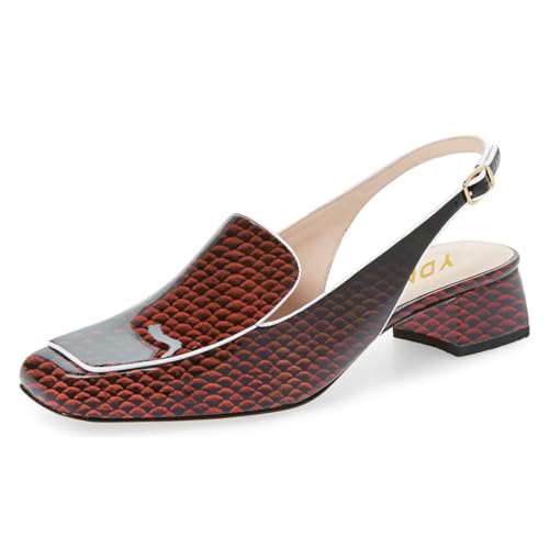 Image of YDN Women Closed Square Toe Block Low Heels Slingback Formal Loafer Dressy Shoes Office Lady Pump Size 4-15 US
