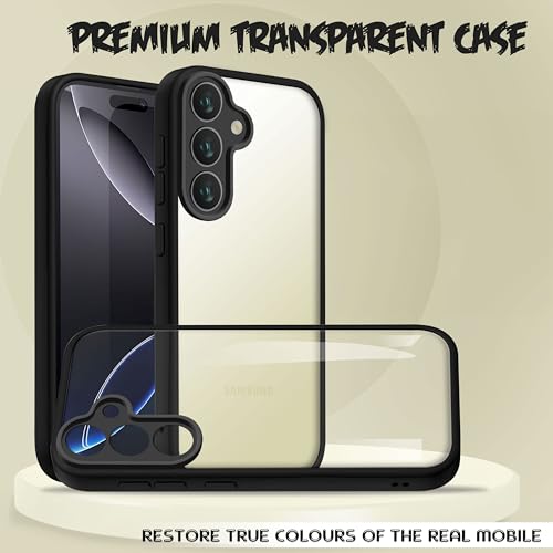 Image of V-TAN Back Cover for Samsung S24 Compatible Case, Transparent Clear, TPU, Camera Protective Shockproof Cover (Black)