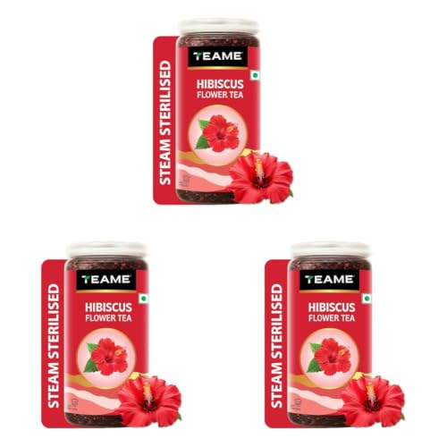 Image of TE-A-ME - Hibiscus Tea - 100 gm (100+ Cups) | Supports - SKIN GLOW ENHANCING | Flower Based - Herbal | Caffeine Free - Tangy Flavor | Hibiscus Tea Leaves (Pack of 3)