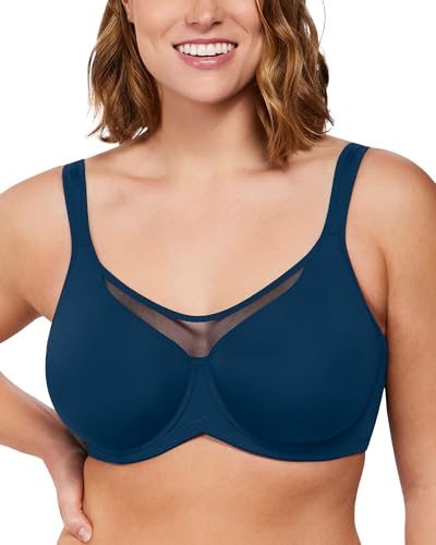 Image of HSIA Minimizer Bras for Women Plus Size, Full Coverage Coolcomfort T Shirt Unlined Bra with Underwire for Heavy Breast, Oceana Blue 34C