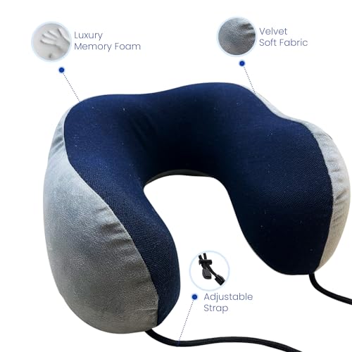 Sleepsia Memory Foam Travel Pillow for Neck Support â Soft Washable Cover | Compact Neck Pillow for Airplane, Car & Home Use | Ergonomic Support for Sleeping & Long Travel - Image 4