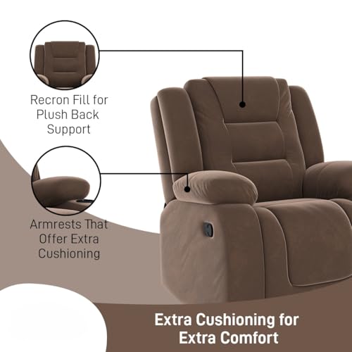 Image of Amazon Brand - Solimo Fraklin | Single Seater Sofa Recliner | Manual Recliner (Velvet Brown)