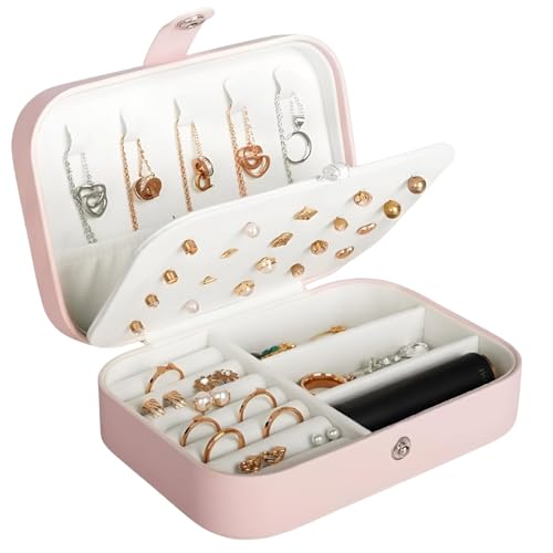 Image of Mini Jewellery Travel Case, PU Leather Organizer Box, Small Portable Jewellery Storage Holder for Womens Rings Earrings Necklaces (Eternal Garden)