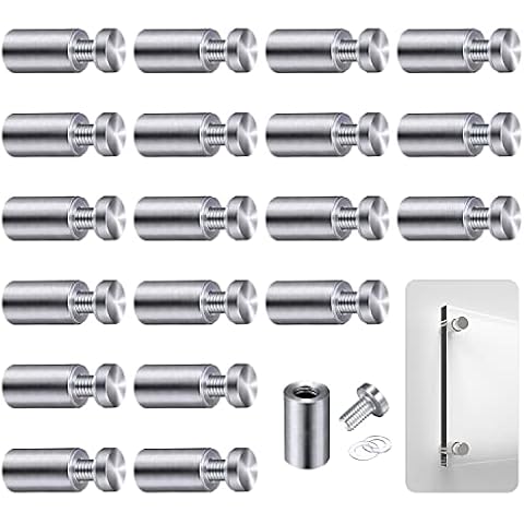 Standoff Fixings - Her Kindness 20PCS Stainless Steel Advertising Screw Glass Standoff Fixings Bolts Holder Screw Sign Advertisement Nails, 12mm x 25mm Picture Standoffs Cover