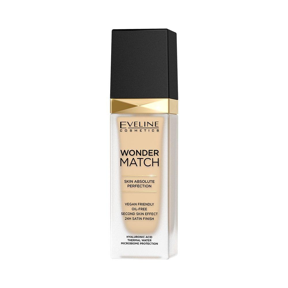 Eveline Cosmetics Wonder Match Long-Lasting Liquid Foundation With Hyaluronic Acid Shade 05 Light Porcelain 30 Ml
