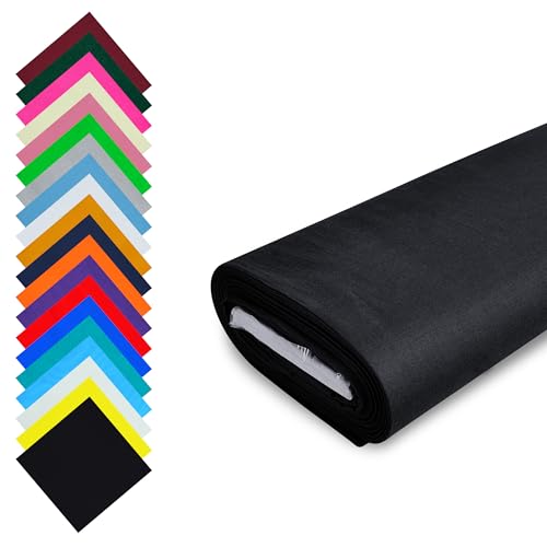 Fashion Track Black Fabric Cotton by The Metre UK - 58 Inches / 147.5 cm Wide - 100% Cotton Fabric Plain - 60 Square - Available in 20 Colours and 5 Sizes (1 Metre, Black)